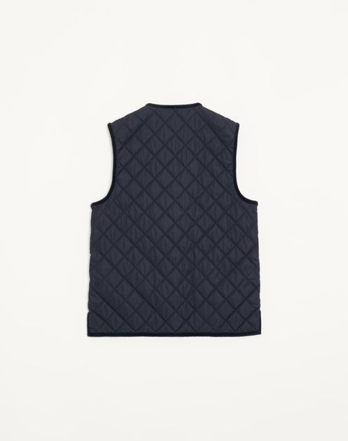 Valentino - Valentino Leichte Nylonweste Mit Gesticktem Valentino-patch - Marineblau - Mann - Jacken Und Winterjacken