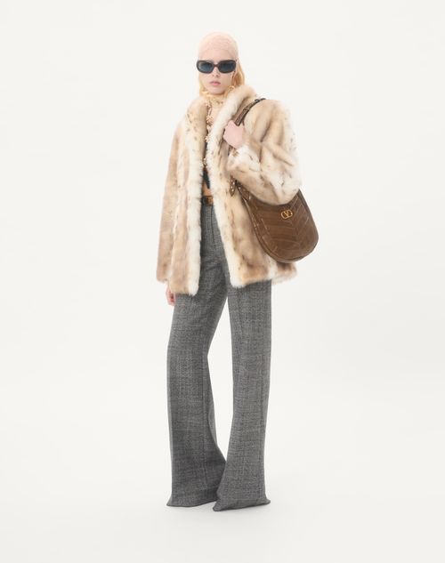 Valentino Garavani - Valentino Garavani Hoboho Small Hobo Bag In Chevron-patterned Nappa Leather. - Tundra - Woman - Shoulder Bags