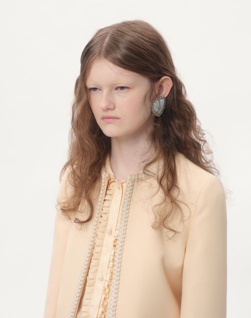 Valentino Garavani - Coeur Hyperbole Earrings In Metal, Resin And Swarovski® Crystals - Palladium/azure - Woman - Fashion Jewelry