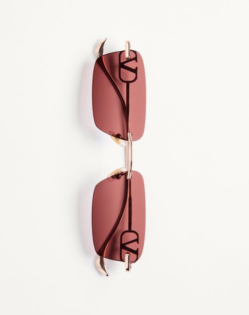 Valentino - Rectangular Metal Eyewear - Gold/brown - Unisex - Eyewear