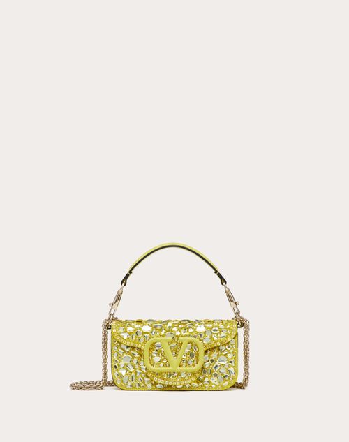 Small Locò Shoulder Bag With Crystals for Woman in Lemon