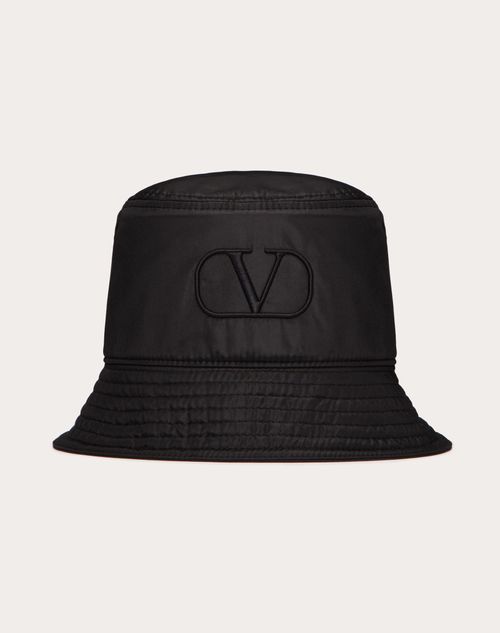 Valentino Garavani - Bucket Hat Vlogo Signature Aus Seide - Schwarz - Mann - Mützen Und Handschuhe