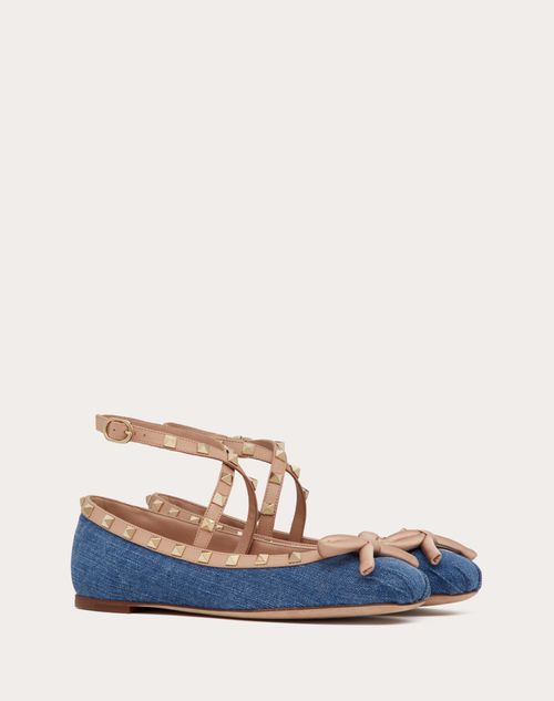 Valentino Garavani - Ballerina Rockstud In Denim - Rose Cannelle - Donna - Ballerine