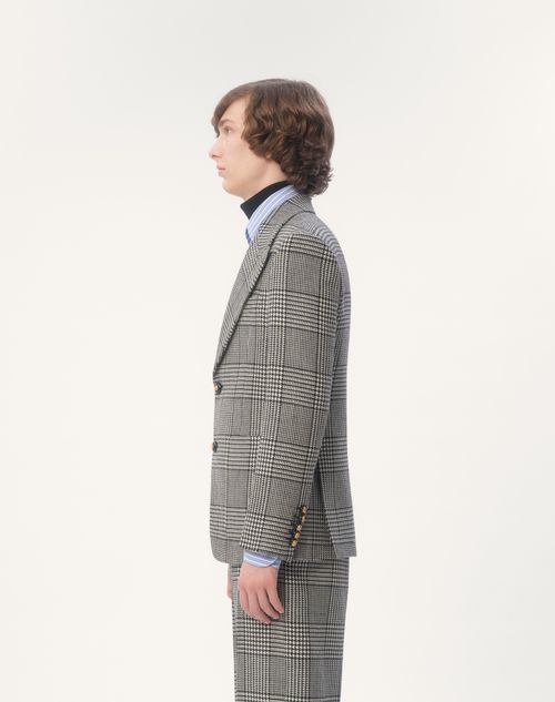 千鳥格子チェック柄 ウール シングルブレスト ジャケット for 千鳥格子チェック柄 ウール シングルブレスト ジャケット for