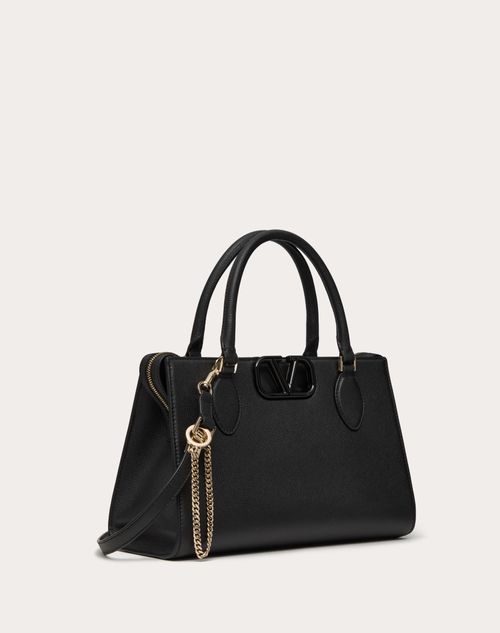 Valentino Garavani - Valentino Garavani Vsling Medium Handbag In Grainy Calfskin - Black - Woman - Top Handle Bags