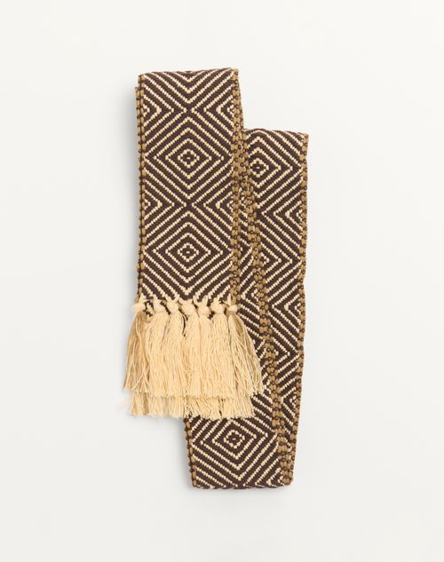 Valentino Garavani - Antibes Cotton Scarf With Fringe - Ivory/brown - Man - New Arrivals