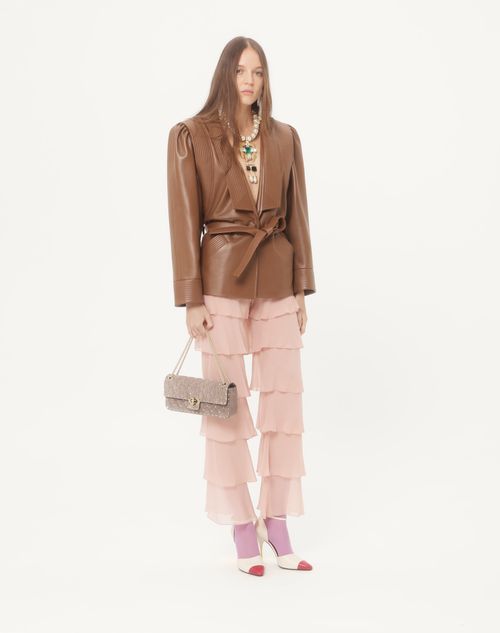 Valentino Garavani - Valentino Garavani Rockstud Spike Suede Medium Shoulder Bag - Grey - Woman - Shoulder Bags