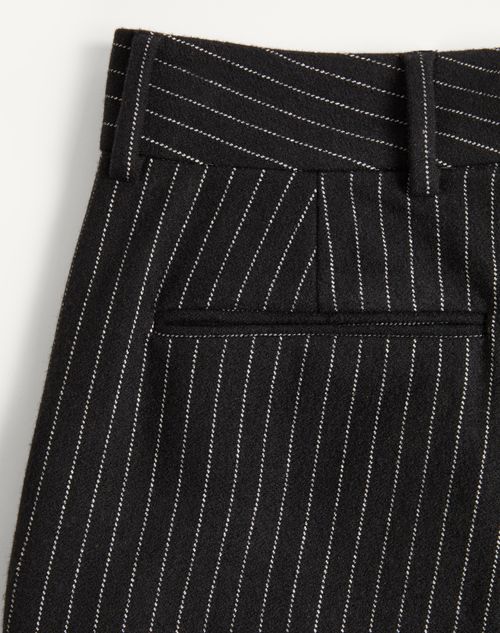 Valentino - Valentino Pinstripe Trousers In Wool And Silk - Black/white - Man - Pants And Shorts