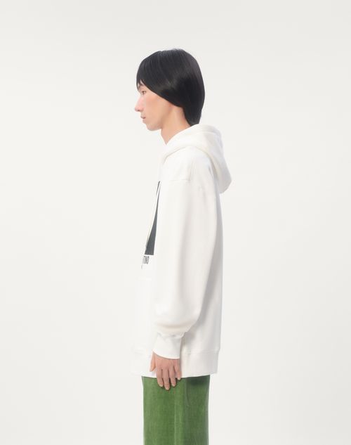 Cotton Hooded Sweatshirt With Chez Valentino Print for Man Cotton Hooded Sweatshirt With Chez Valentino Print for Man