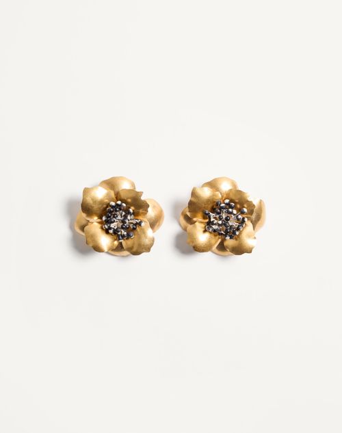 Valentino Garavani - Fleur Lumineuse Metal Earring - Antique Brass - Woman - Shelf - W Acc - High Jewelry
