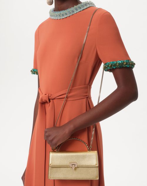 Valentino Garavani - Rockstud Mini Laminated Calfskin Handbag - Antique Brass - Woman - Valentino Garavani Rockstud
