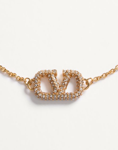 Valentino Garavani - Vlogo Signature Metal Necklace With Swarovski® Crystals And Pearls - Gold - Woman - Jewelry
