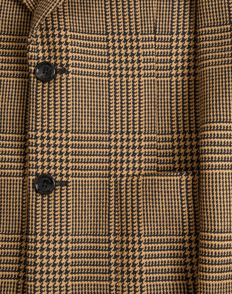 Valentino Single-Breasted Wool Jacket With Glen Plaid Pattern Man Camel/Black 46