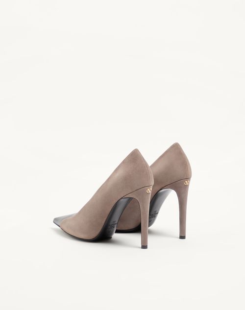 Valentino Garavani - Décolleté Révélé In Camoscio 105mm - Grigio/nero - Donna - Décolleté E Slingbacks