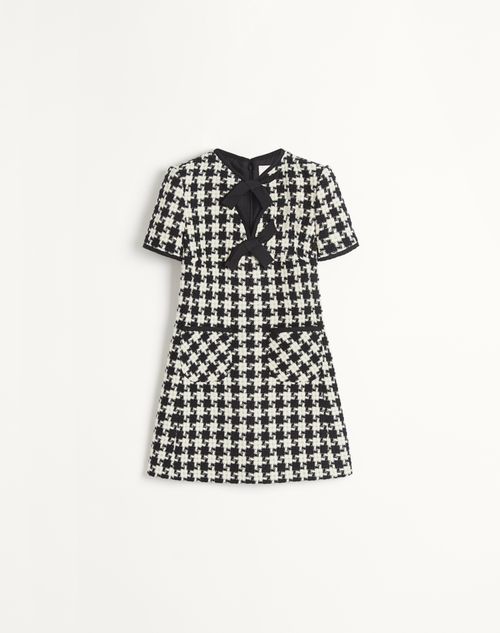 Valentino - Damier Light Tweed Short Dress - Ivory/black - Woman - Ready To Wear