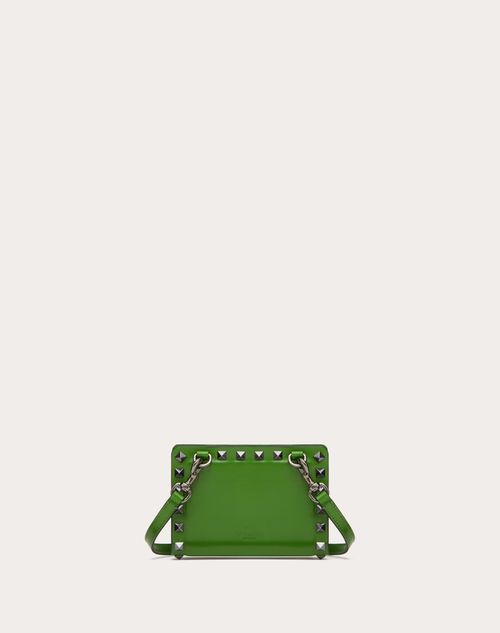 Valentino Garavani - Rockstud Calfskin Neck Wallet - Green - Man - Wallets And Small Leather Goods