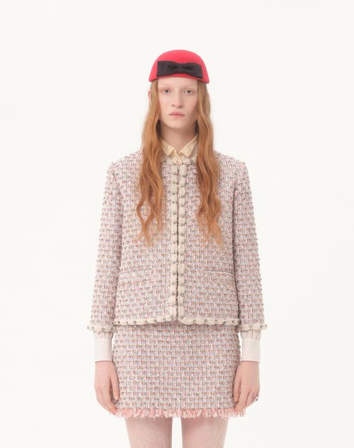 VALENTINO GARAVANI Cropped embellished cotton-blend tweed