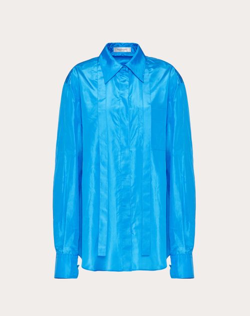 Valentino - Washed Taffeta Shirt - Azure - Woman - Woman Sale