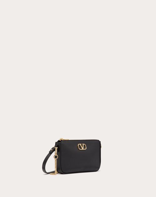 Valentino Garavani - Minibandolera De Cuero De Becerro Con El Vlogo Signature - Negro - Mujer - Bolsos Mini Y Micro