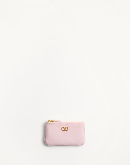 Valentino Garavani - Vlogo Signature Grainy Calfskin Key Ring - Rose Quartz - Woman - Wallets & Cardcases - Accessories