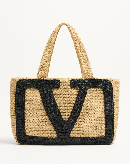 Valentino Garavani - Valentino Garavani Viva Superstar Large Synthetic Raffia Shopping Bag - Natural - Woman - Totes