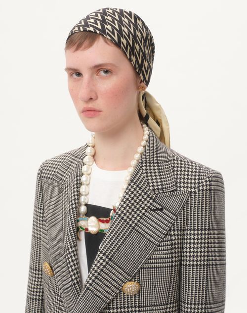 Valentino Garavani - Toute La V Silk Scarf - Cream/black - Woman - Soft Accessories