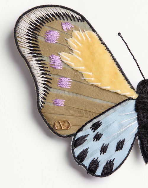 Valentino Garavani - Valentino Flutterby Brosche Aus Samt - Gold/mehrfarbig - Mann - Schmuck Und Uhren