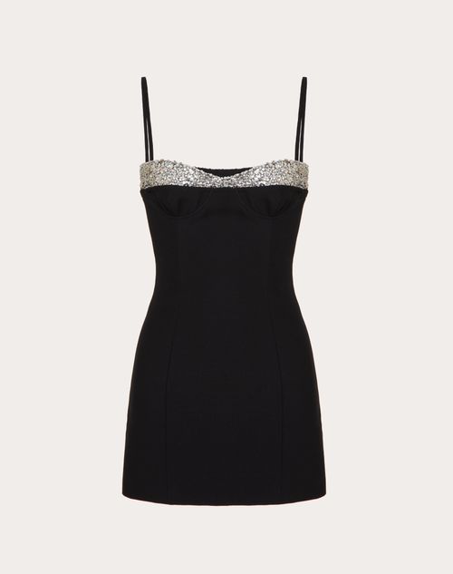 Valentino - Embroidered Crepe Couture Dress - Black - Woman - Short