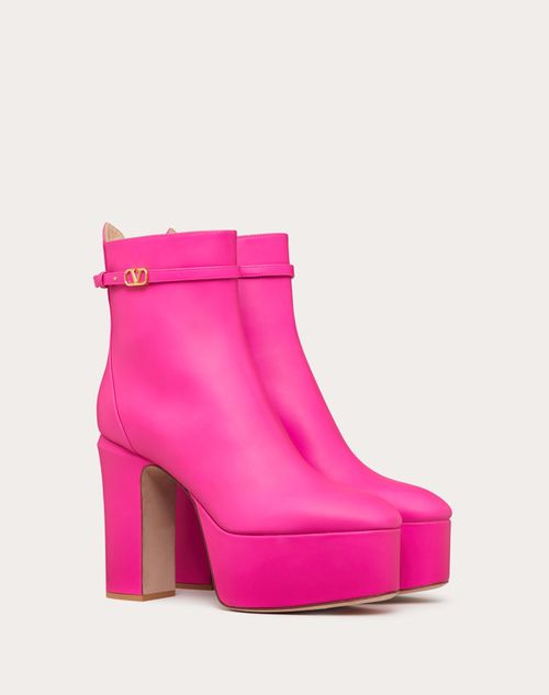 Valentino Garavani - Valentino Garavani Tan-go Platform Ankle Boot In Calfskin 120mm - Pink Pp - Woman - Boots&booties - Shoes