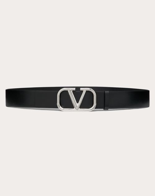 Vlogo Signature Calfskin Belt for Man in Black