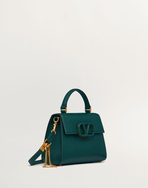 Valentino Garavani - Borsa A Mano Piccola Vsling In Vitello Granato - English Green - Donna - Borse A Mano