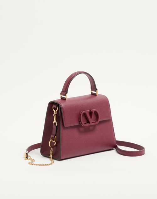 Valentino Garavani - Valentino Garavani Vsling Small Handbag In Grainy Calfskin - Cherry - Woman - Top Handle Bags