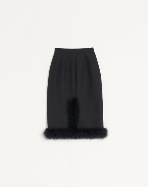 Valentino - Jupe Mi-longue En Crêpe Couture Avec Plumes - Noir - Femme - Jupes