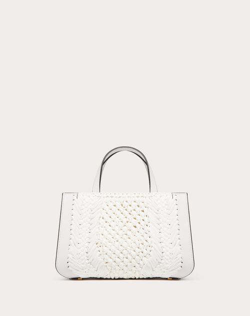 Valentino Garavani - Petit Sac À Main Vlogo Signature En Raphia - Blanc Optique - Femme - Cabas