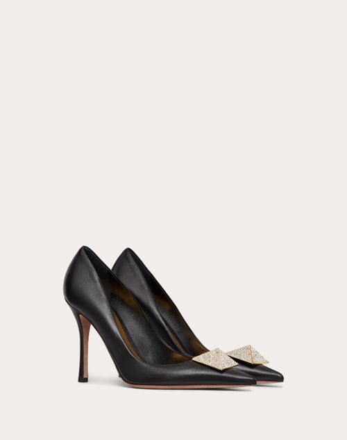 Valentino Garavani - Valentino Garavani One Stud Pump With Crystals 100mm - Black/crystal - Woman - Pumps