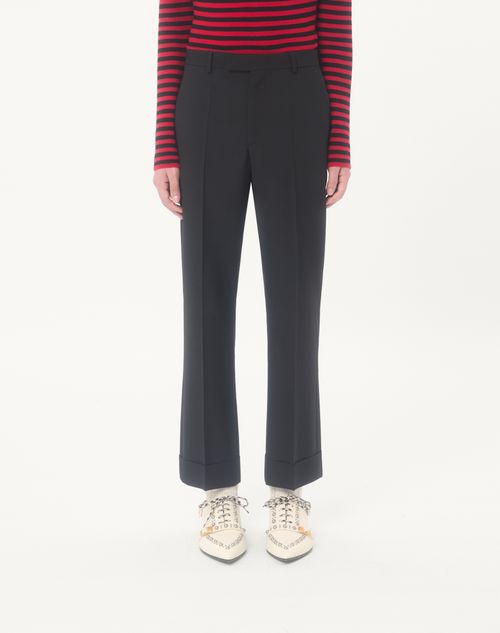 Valentino - Valentino Wool Trousers With Turn-ups - Black - Man - Pants And Shorts