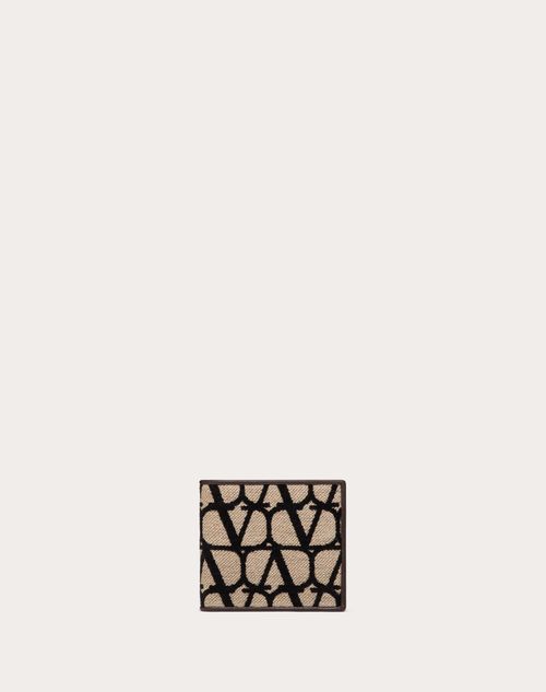 Valentino Garavani - Toile Iconographe Wallet With Leather Details - Beige/black - Man - Accessories