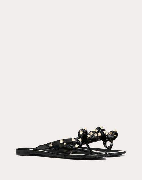 Valentino Garavani - Rockstud Rubber Slipper - Black - Woman - Slides And Thongs