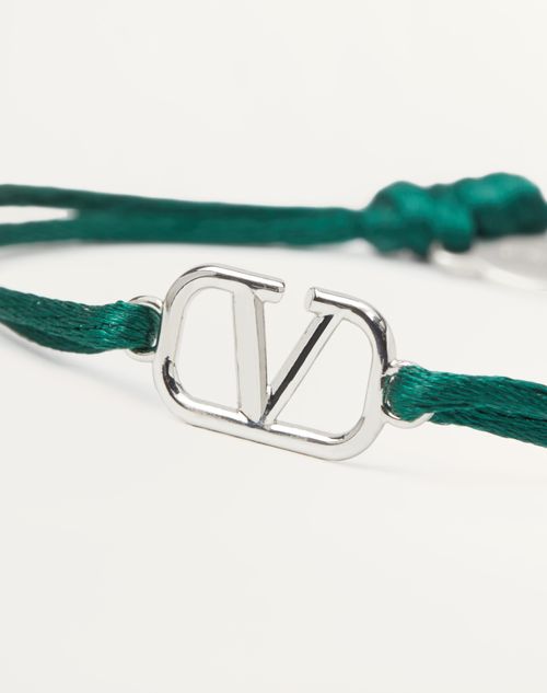 Valentino Garavani - Vlogo Signature Cotton Bracelet - English Green - Man - Jewellery