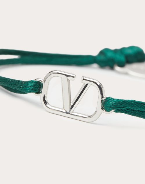 Valentino Garavani - Bracelet Vlogo Signature En Coton - English Green - Homme - Bijoux Et Montres