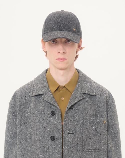 Valentino - Valentino Shirt Jacket In Boutonné Wool With Vgold - Grey - Man - Outerwear