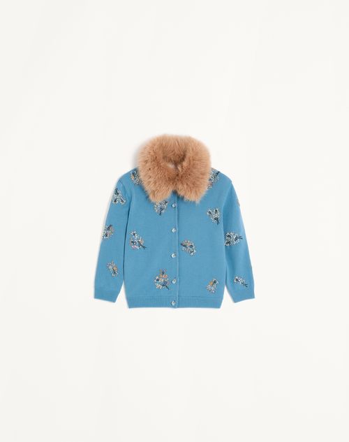 Valentino - Embroidered Cardigan - Celestial Blue - Woman - Knitwear