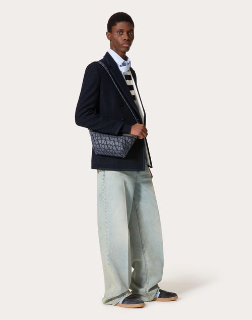 Valentino Garavani - Denim-effect Toile Iconographe Jacquard Fabric Crossbody Bag - Denim/black - Man - Shoulder Bags
