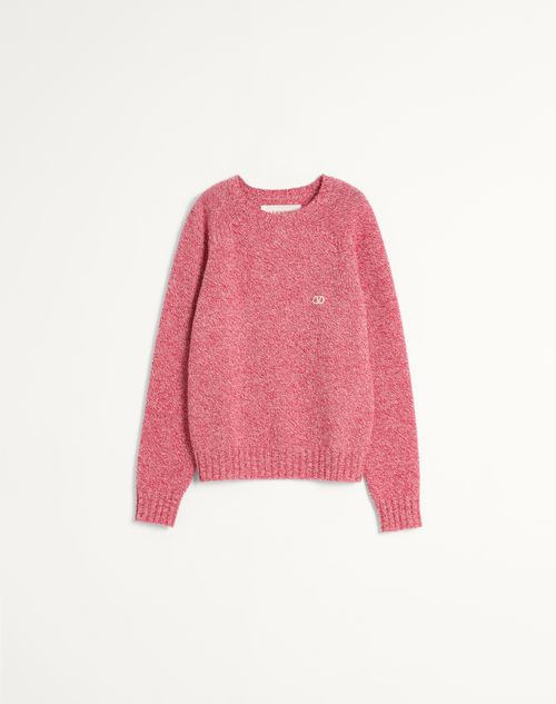 Valentino - Crewneck Wool Jumper With Vlogo Embroidery - Red - Man - Knitwear