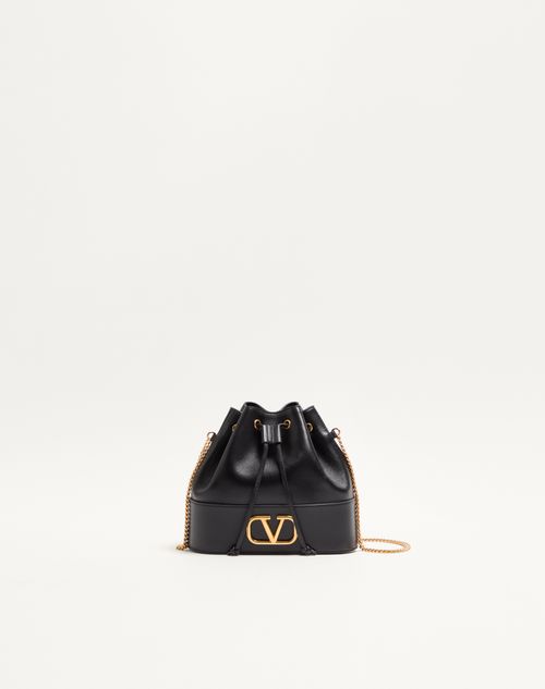 Valentino Garavani - Mini Vlogo Signature Bucket Bag In Nappa Leather - Black - Woman - Shoulder Bags