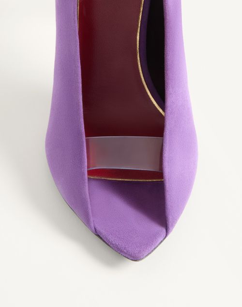 Valentino Garavani - Open Toe Révélé Suede Pumps 105mm - Purple - Woman - Pumps And Slingbacks