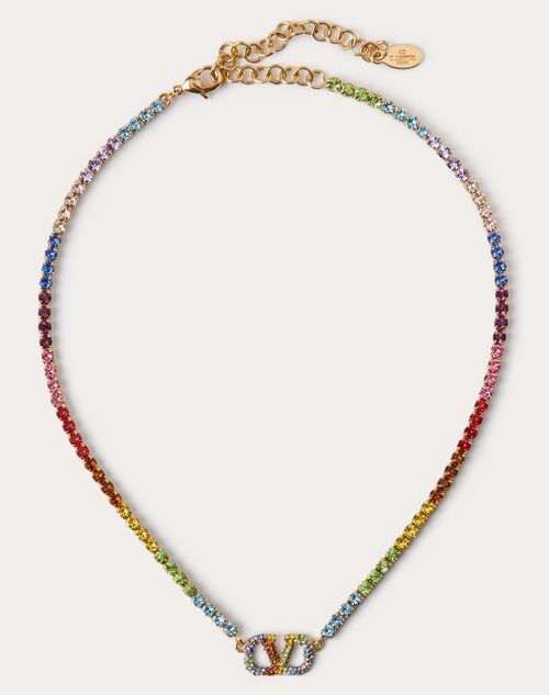 Har lært Neuropati sagsøger Valentino Garavani Rainbow Metal And Crystal Necklace for Woman in  Gold/multicolor | Valentino QA