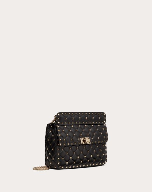 Valentino Garavani - Bolso Mediano Rockstud Spike De Napa - Negro - Mujer - Valentino Garavani Rockstud Spike - Bags