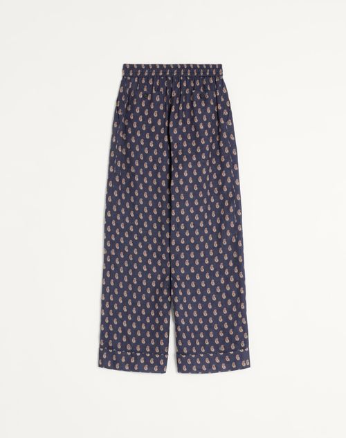 Valentino - オールオーバーヴォヤージュ イマジネールプリント ライトウェイトリネン カフ付きパンツ - ネイビー/クリーム/レッド - メンズ - パンツ＆ショートパンツ