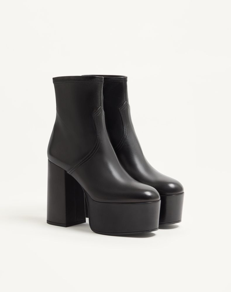 Valentino Garavani Fawcette Platform Ankle Boot In Stretch Nappa 120Mm Woman Black 40.5
